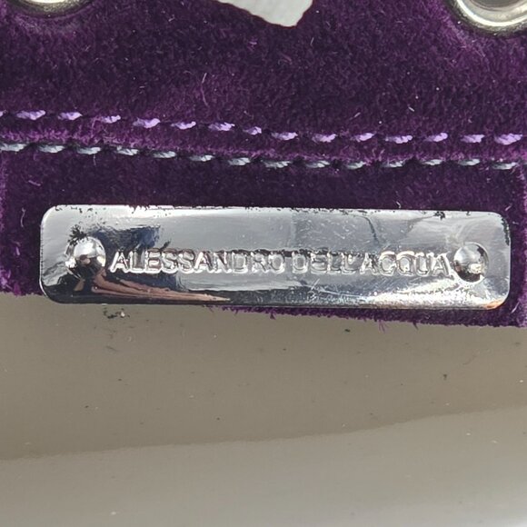 Alessandro Dell'Acqua Mens 9.5 White Tan Purple Patent Leather Fashion Sneakers - Picture 9 of 12